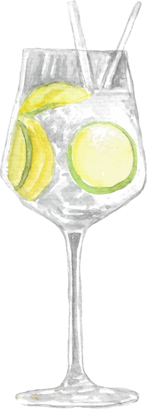 Watercolor Ice Cocktail with Lemon