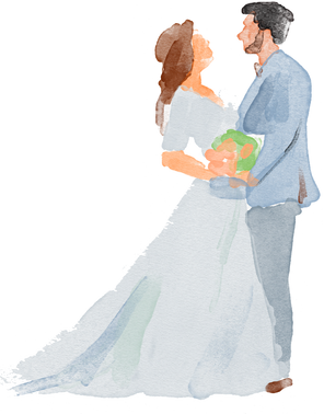 Watercolor wedding couple